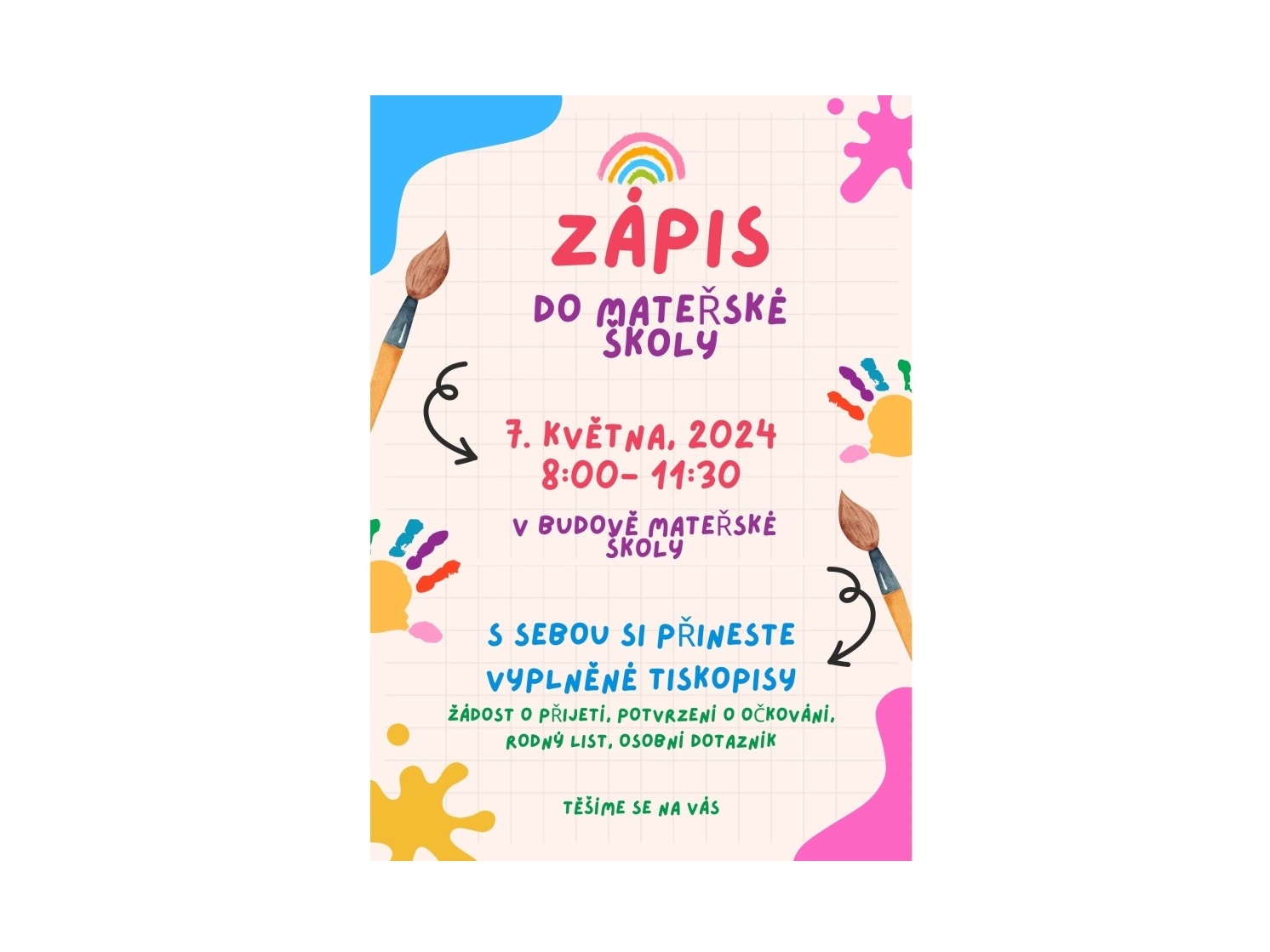 Zápis do MŠ 2024 – ZÁKLADNÍ ŠKOLA A MATEŘSKÁ ŠKOLA HRABIŠÍN